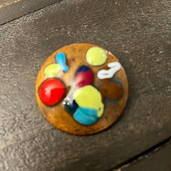 Vintage Enamel on Copper Abstract Pin - Picture 4 of 4